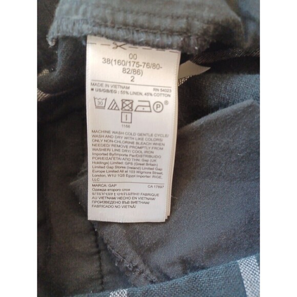 GAP women's wide leg linen blend pant 00 black white stripe coastal work/play - Picture 7 of 12
